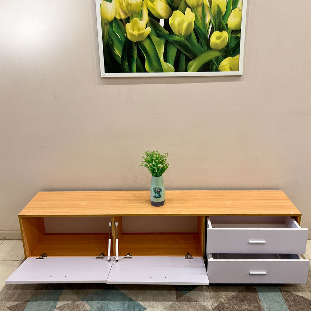 ترابيزة تلفزيون، 200 × 40 × 40 سم - خشبي وأبيض - TV Stand-2