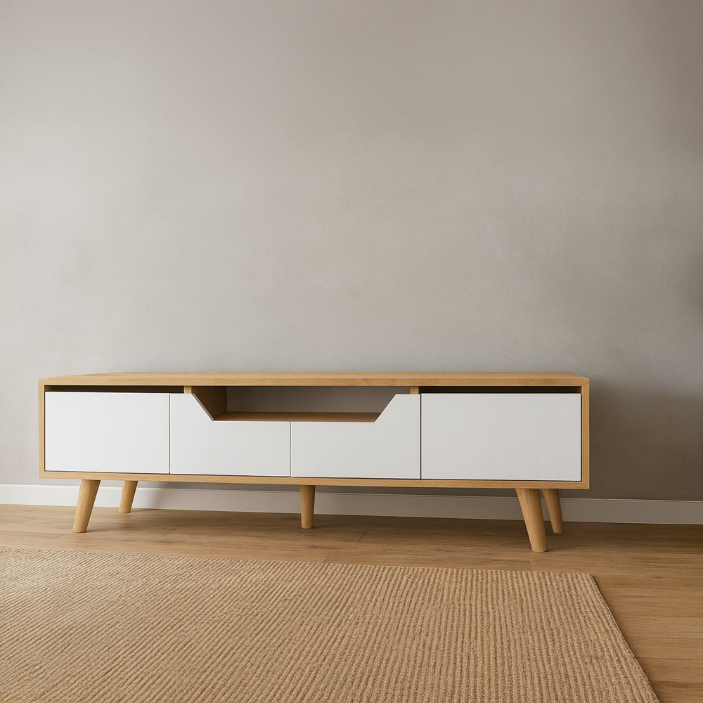 ترابيزة تلفزيون، 180 × 30 × 40 سم - خشبي وأبيض - AZ3005