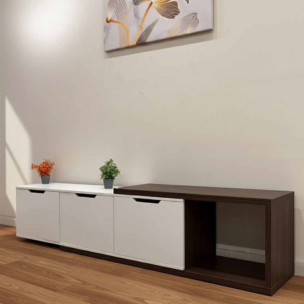 ترابيزة تلفزيون، 180 × 40 × 45 سم - بني وأبيض - TV Stand-1