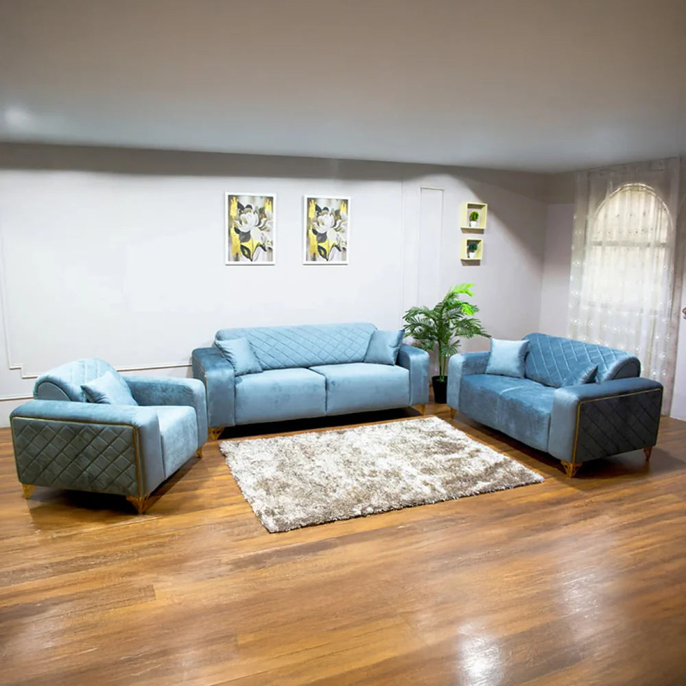 طقم انتريه مودرن 3 قطع (خشب أبلكاش، زان، وموسكي) – اللون: تركواز – تروي