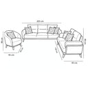 Modern Sofa Set 3 Pieces (Beech Wood, Plywood, MDF and Pine) – Color: Blue and Off-White–2501