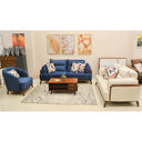 Modern Sofa Set 3 Pieces (Beech Wood, Plywood, MDF and Pine) – Color: Blue and Off-White–2501