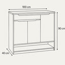 جزامة أحذية، 100 × 40 × 90 سم - أبيض وخشبي - AZ40061