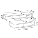 TV Table 190x40x40 cm + Console Table 110x50x40 cm - Brown and White - AZ3003
