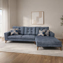 ركنة منزلية عصرية على شكل حرف L – خشب طبيعي – أزرق ترابي – 255*175*85 cm – Cappuccino Slim