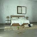 غرفة نوم Soft (ألواح Melamine MDF) – سرير 160 سم، تسريحة 80 سم، 2 كومودينو 55 سم، دولاب ملابس 245 سم
