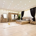 غرفة نوم Marsin (ألواح Melamine MDF) – سرير 160 سم، تسريحة 100 سم، 2 كومودينو 55 سم، دولاب ملابس 245 سم
