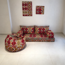 NUBI Majlis (1 base seat + 2 back cushions + 2 armrests + 2 panels + 1 bean bag pouf) - 200*60*60 cm – Various Colors