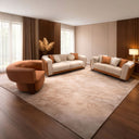 Modern 3-piece living room set (Plywood, Beech wood, and Musky wood) – Color: Beige and Orange – 2518