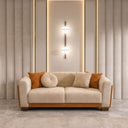 Modern 3-piece living room set (Plywood, Beech wood, and Musky wood) – Color: Beige and Orange – 2518