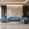 Modern 3-piece sofa set (plywood wood, Beech and Musky) – Color: Turquoise – Troy