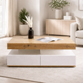 طاولة استقبال 100×60×40 سم - أبيض وخشبي - AZH-00040
