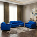 Modern 3-piece sofa set (plywood wood, Beech, Musky) – Color: Blue - VECTORIA