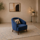 Modern Sofa Set 3 Pieces (Beech Wood, Plywood, MDF and Pine) – Color: Blue and Off-White–2501