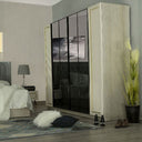 غرفة نوم Mirage (ألواح MDF) – سرير 160 سم، تسريحة 120 سم، 2 كومودينو 60 سم، دولاب ملابس 260 سم