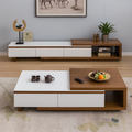 ترابيزة تلفزيون 190×40×40 سم + كونسول استقبال 110*50*40 سم - بني وأبيض - AZ3003