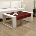 طاولة استقبال 100×60×40 سم - أبيض وخشبي - AZH-00038
