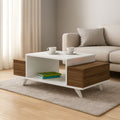 طاولة استقبال 100×60×50 سم - بني وأبيض - AZH-00024
