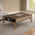 طاولة استقبال 100×60×38 سم - بني وأبيض - AZH-00025

