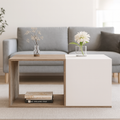 طاولة استقبال 100×60×40 سم - بني وأبيض - AZH-00026
