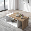 طاولة استقبال 75×45×45 سم - أبيض وخشبي - AZH-00036
