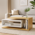 طاولة استقبال 100×50×45 سم - أبيض وخشبي - AZH-00047
