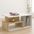 طاولة استقبال 100×50×40 سم - أبيض وخشبي - AZH-00048
