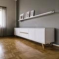 طاولة تلفزيون، 180 × 40 × 55 سم - أبيض وخشبي - AZ30067