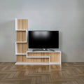 طاولة تلفزيون، 150 × 40 × 120 سم - خشبي وأبيض - AZ30068