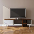 طاولة تلفزيون، 150 × 30 × 45 سم - بني وأبيض - AZ30079