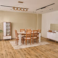 غرفة سفرة سوفت – طاولة 180×90 سم، بوفيه 160 سم، نيش 80 سم، 6 كراسي (خشب زان بتصميم جديد)
