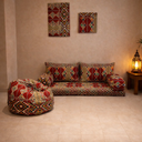 NUBI Majlis (1 base seat + 2 back cushions + 2 armrests + 2 panels + 1 bean bag pouf) - 200*60*60 cm – Various Colors