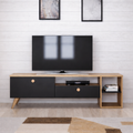 طاولة تلفزيون، 150 × 35 × 45 سم - أسود وخشبي - AZ30077