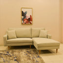 ركنة عصرية على شكل حرف L – MDF وخشب الموسكي، بأرجل من خشب الزان – بيج – 205×175×85 cm – Alpha Mini