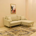 ركنة عصرية على شكل حرف L – MDF وخشب الموسكي، بأرجل من خشب الزان – بيج – 205×175×85 cm – Alpha Mini