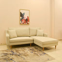 ركنة عصرية على شكل حرف L – MDF وخشب الموسكي، بأرجل من خشب الزان – بيج – 205×175×85 cm – Alpha Mini