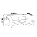 ركنة عصرية على شكل حرف L – MDF وخشب الموسكي، بأرجل من خشب الزان – بيج – 205×175×85 cm – Alpha Mini