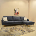 ركنة منزلية عصرية على شكل حرف L – MDF وخشب الموسكي، بأرجل من خشب الزان – كحلي – 285*175*85 cm – Alpha Pro Max