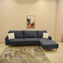 ركنة منزلية عصرية على شكل حرف L – MDF وخشب الموسكي، بأرجل من خشب الزان – كحلي – 285*175*85 cm – Alpha Pro Max
